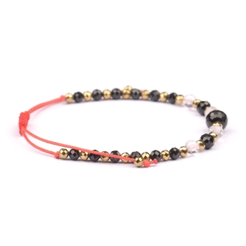 Bransoletka czarny TURMALIN Kryształ Górski HEMATYT ochrona szczęście